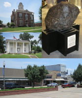 Clockwise from center: Paragould meteorite, Paragould Downtown Commercial Historic District, Greene County Museum, Historic Greene County Courthouse