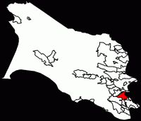 Location of Corte Madera within Marin County, California