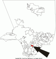 Location of City of Lynwood in Los Angeles County, and in California