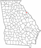 Location of Lincolnton, Georgia