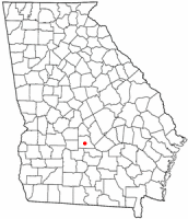 Location of Rochelle, Georgia