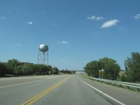 Ellsworth water tower as seen from Kansas State Highway 156