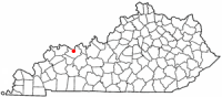 Location of Owensboro within Kentucky.