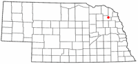 Location of Wayne, Nebraska