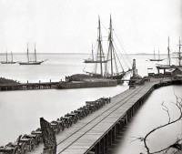 The waterfront of City Point, Virginia  during the winter of 1864-1865.