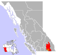 Location of Castlegar in British Columbia
