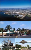 Images from top, left to right: Chula Vista Bayfront, Sleep Train Amphitheatre, HMS Surprise, Third Avenue in Downtown