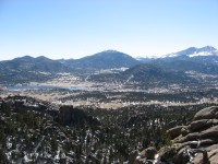Panorama of Estes Park as seen from Lumpy Ridge