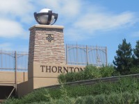 Thornton welcome sign on Interstate 25