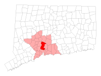 Location in New Haven County, Connecticut