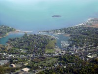 Aerial view of Milford's and harbor