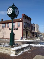 The clock in the center of downtown Lemont