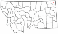 Location of Plentywood, Montana