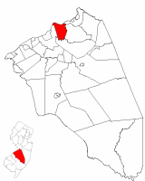 Florence Township highlighted in Burlington County. Inset map: Burlington County highlighted in the State of New Jersey.