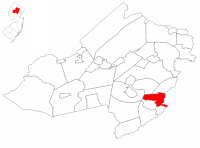Map highlighting Florham Park's location within Morris County. Inset: Morris County's location within New Jersey