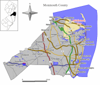 Map of Middletown Township in Monmouth County. Inset : Monmouth County highlighted within New Jersey.
