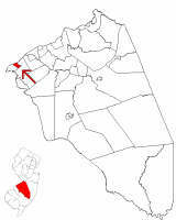 Riverton highlighted in Burlington County. Inset map: Burlington County highlighted in the State of New Jersey.
