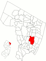Map of Bergen County highlighting Teaneck