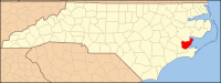 North Carolina Map Highlighting Pamlico County