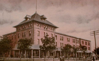 The Katy Hotel and Depot in Muskogee, 1907 at the time of Oklahoma statehood.