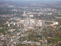 Arial photo of downtown Kitchener Ontario