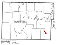 Location of Sheffield in Warren County