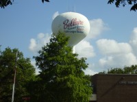 The Bellaire water tower, commemorating the city's little league team