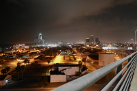 Night photo of Downtown Corpus Christi from the NB side of the Harbor Bridge