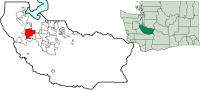 Location of Lakewood in Pierce County and Washington