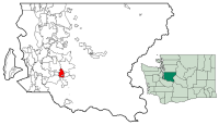 Location of Maple Valley within King County, Washington, and King County within Washington
